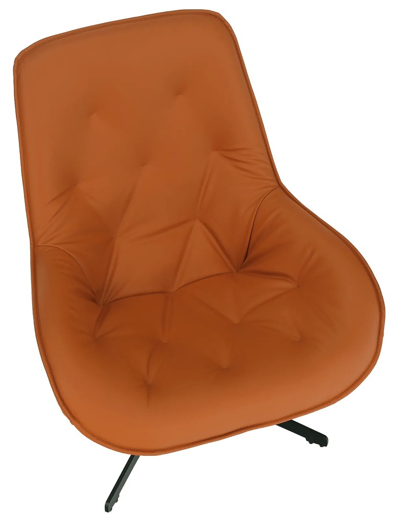 Scaun pivotant de lux, piele ecologică portocalie/metalic, JAELYN