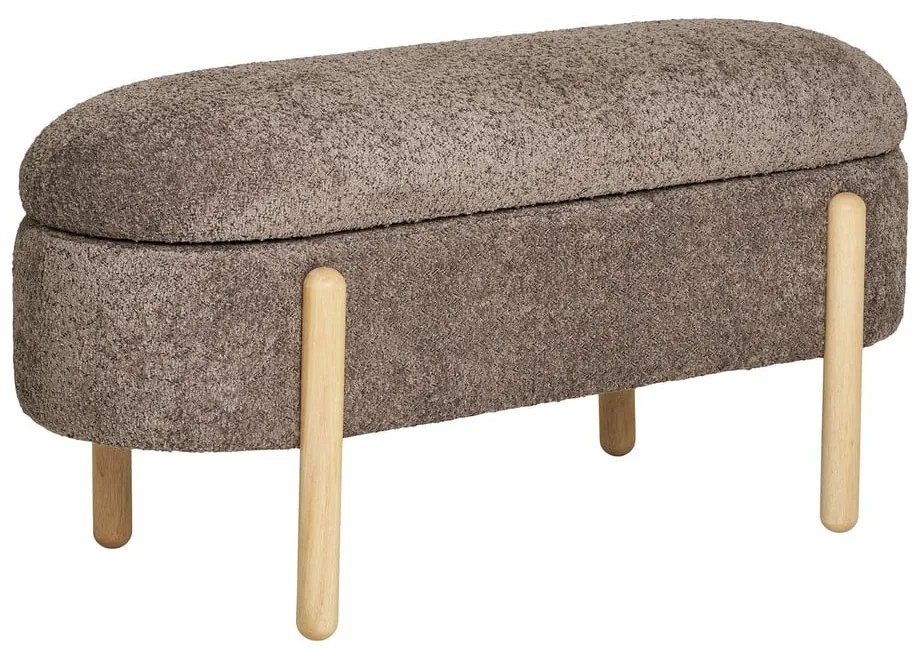 Bancă maro cu tapițerie din țesătură bouclé Branca – House Nordic