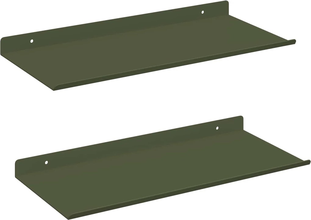 vidaXL Raft suspendat 2 pcs Verde măsliniu 40 x 18 x 2,5 cm Oțel