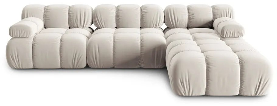 Colțar modular bej cu tapițerie din catifea (cu colț variabil) Bellis – Micadoni