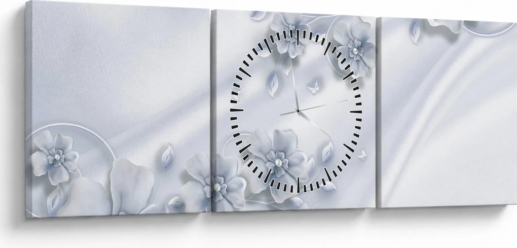 Tablou - Design flori (cu ceas) (90x30 cm)