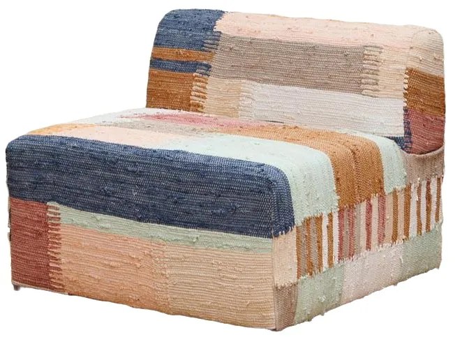 Fotoliu modular multicolor din bumbac țesut manual, „Chindi”