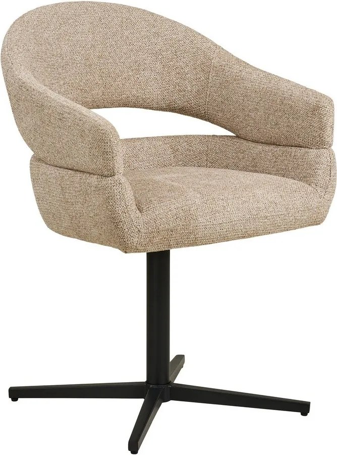 Scaun de living bej cu cotiere tapițat Dover – House Nordic