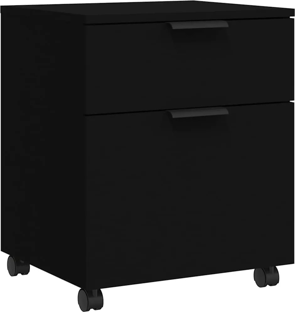 vidaXL Dulap dosare cu roți, negru, 45x38x54 cm, lemn prelucrat
