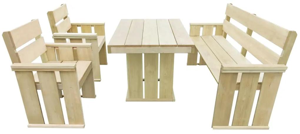 43262 vidaXL Set mobilier de exterior, 4 piese, lemn de pin tratat