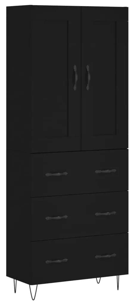 3199778 vidaXL Dulap înalt, negru, 69,5x34x180 cm, lemn compozit