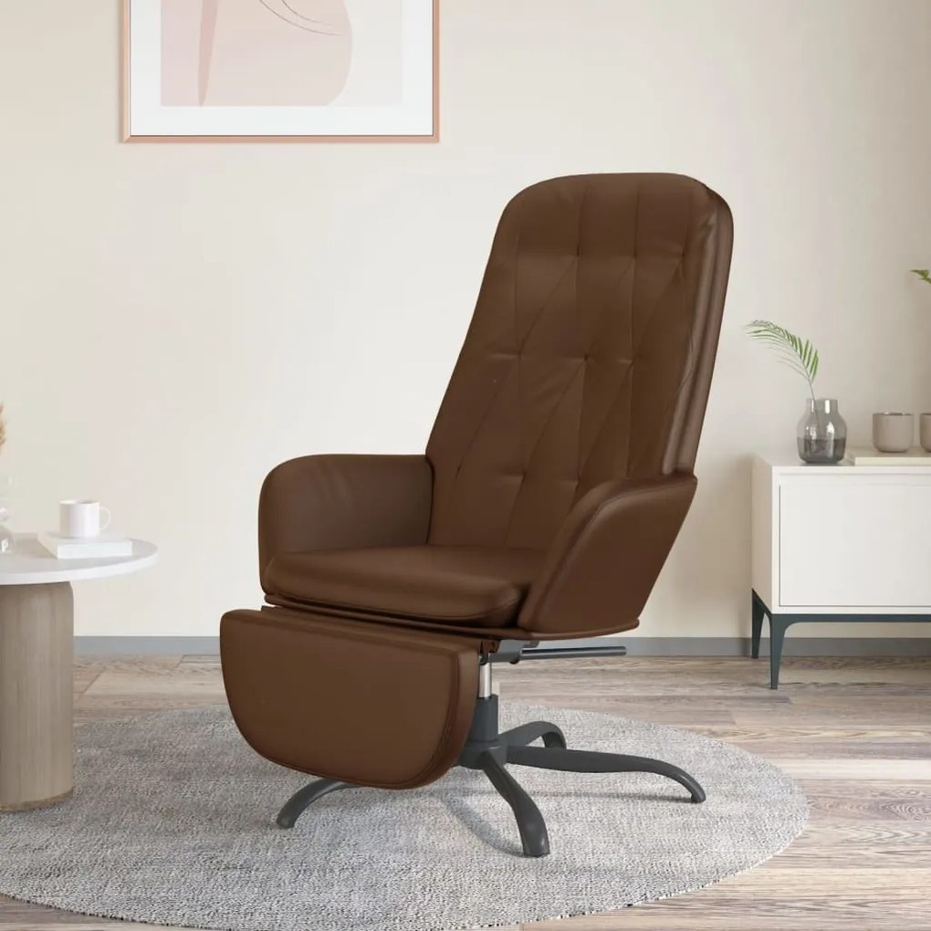 3097655 vidaXL Scaun de relaxare cu taburet, maro lucios, piele artificială