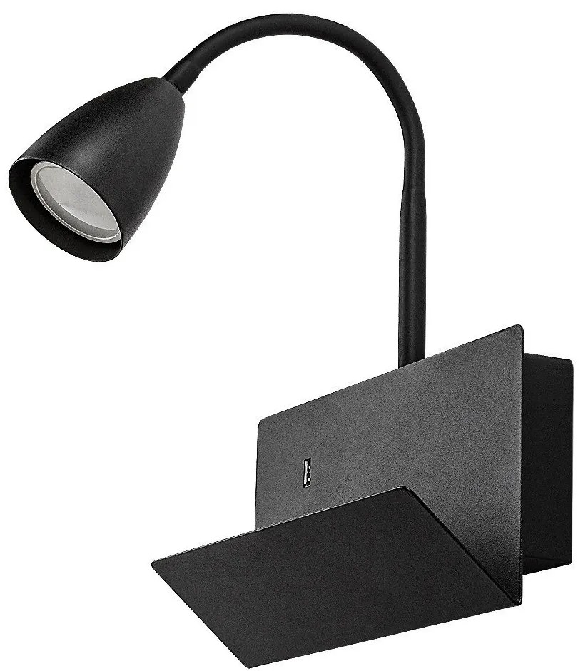 Aplica de perete cu spot directionabil si port USB Tacito negru