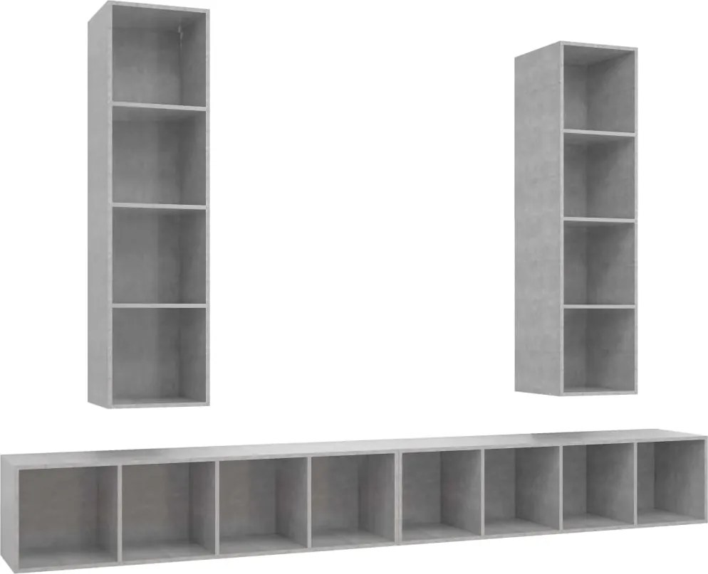 vidaXL Dulapuri TV suspendate, 4 buc, gri beton, lemn prelucrat