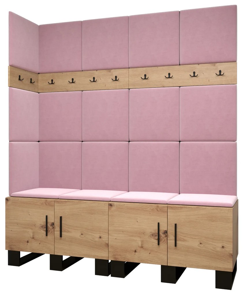 Set mobilier pentru hol Amanda 12 (Stejar artisan + roz). 1085957