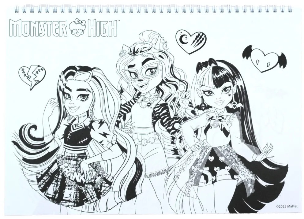 Monster High Crew Caiet de schițe spiralat A/4 cu 40 de pagini și autocolante