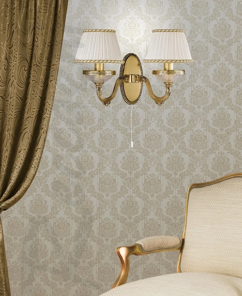 Aplica de perete clasica cu 2 brate din alama design italian 6502