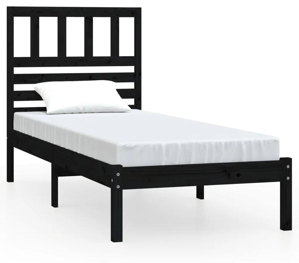 3101012 vidaXL Cadru de pat, negru, 90x200 cm, lemn masiv de pin