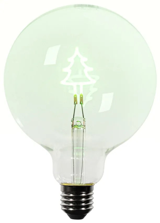 Bec LED E27 de Crăciun cu filament în formă de brad de Crăciun G125 transparent 1.8W 100 lm