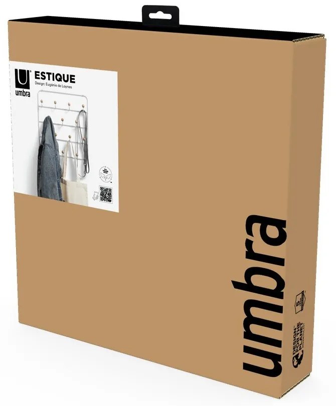 Cuier de ușă alb/în culoare naturală din metal 36 cm Estique – Umbra