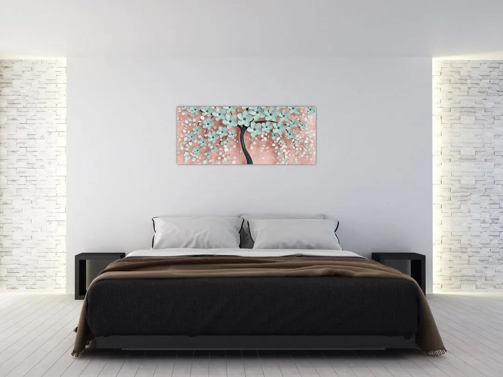 Tablou - Flori albastre în pastel (120x50 cm)