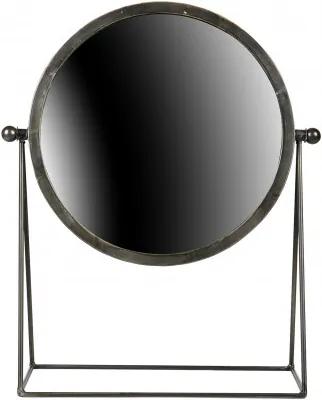 Oglinda rotunda cu rama de metal neagra Hi, 43,5X36X16 cm