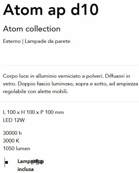 Aplica LED de exterior ambientala Ip54 Atom ap d10 antracit