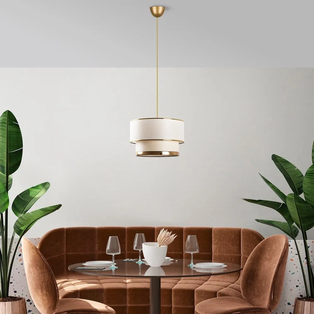 Lustră crem/aurie cu abajur textil ø 30 cm Cake – Opviq lights