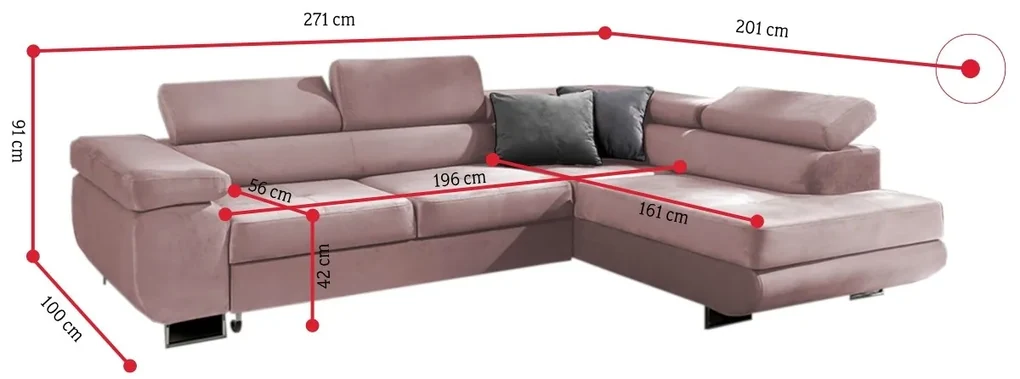Supermobel Coltar extensibil TYP 150, 271x201x72, kronos 07,dreapta