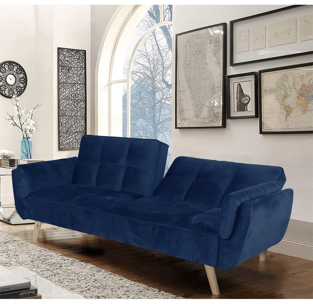 Canapea extensibila,  albastru regal stejar, FILEMA
