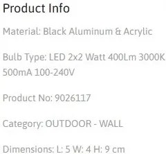 Aplica LED pentru exterior design modern IP54 Dewei negru