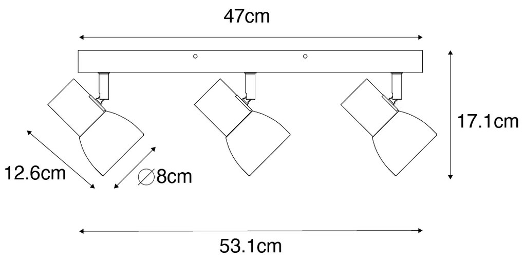 Plafoniera cu spoturi din lemn cu alb reglabil 3 lumini - Thorin