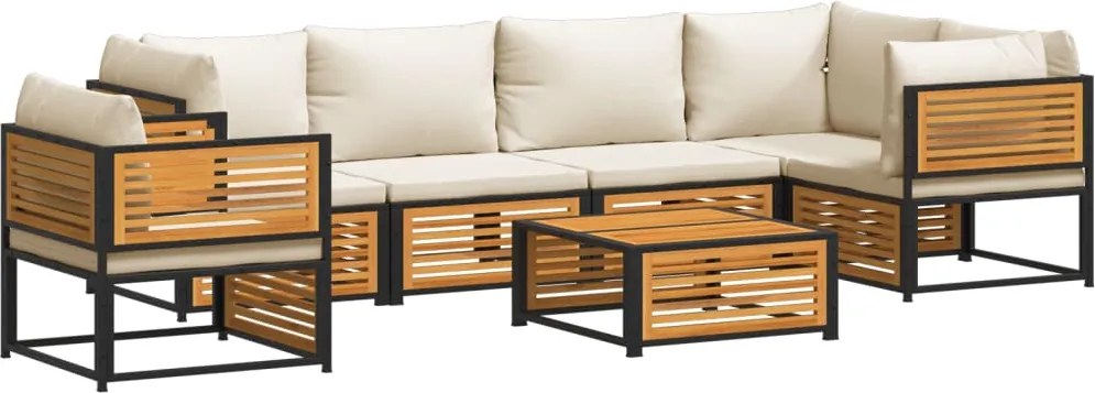 vidaXL Set canapele grădină cu perne, 7 piese, lemn masiv acacia
