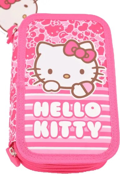 Penar neechipat 3 fermoare Pigna Hello Kitty roz dungi HKPE1703-1