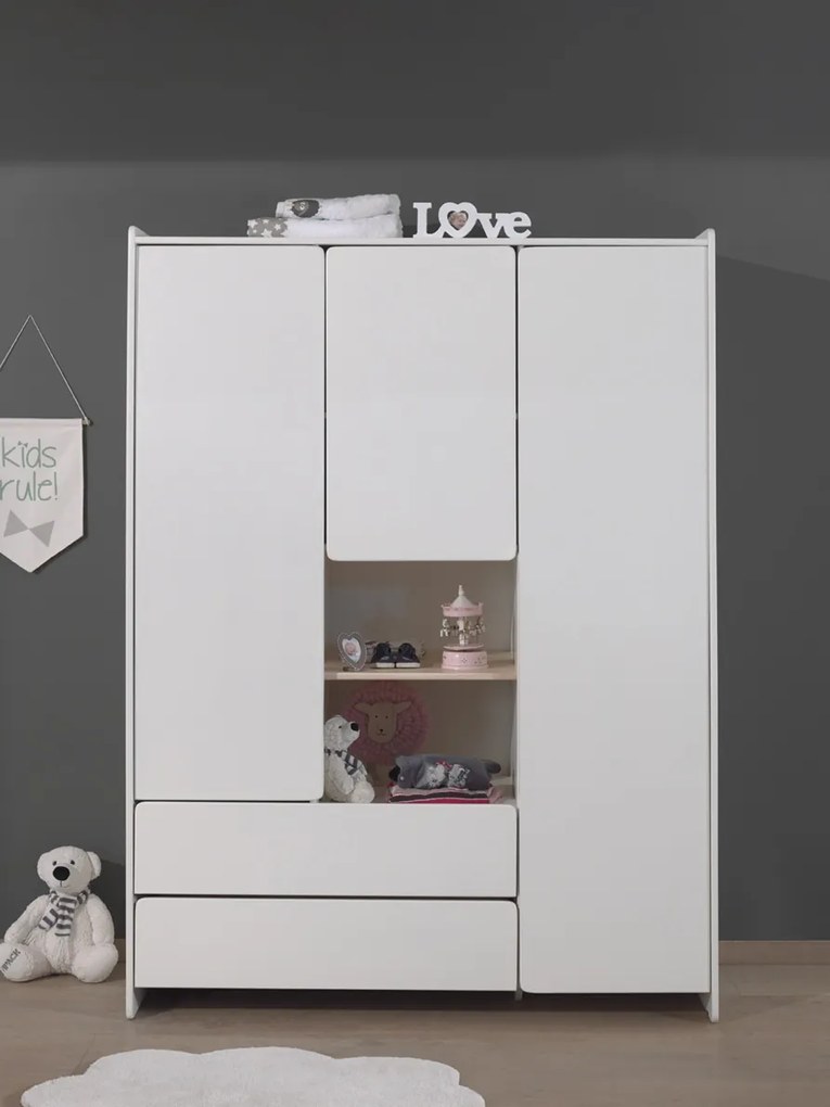 Dulap camera copii CU 3 UȘI KIDDY ALB