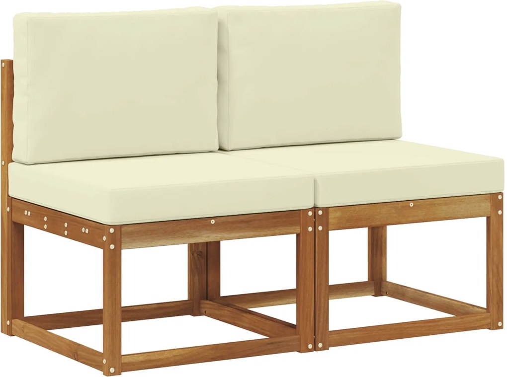 vidaXL 2 Bucată Canapea Medie pentru Exterior Lemn Solid de Acacia