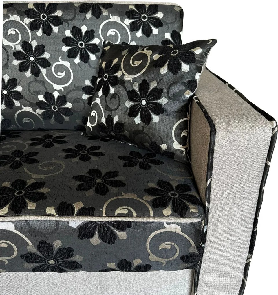 Fotoliu SAMY NEXT extensibil, cu lada de depozitare, stofa gri cu negru , 103x100x92 Stofa, Gri + Negru