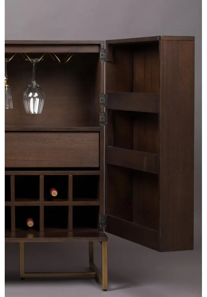 Dulap vinotecă cu aspect de lemn exotic în culoare naturală număr sticle 24, 100x100 cm Class - Dutchbone