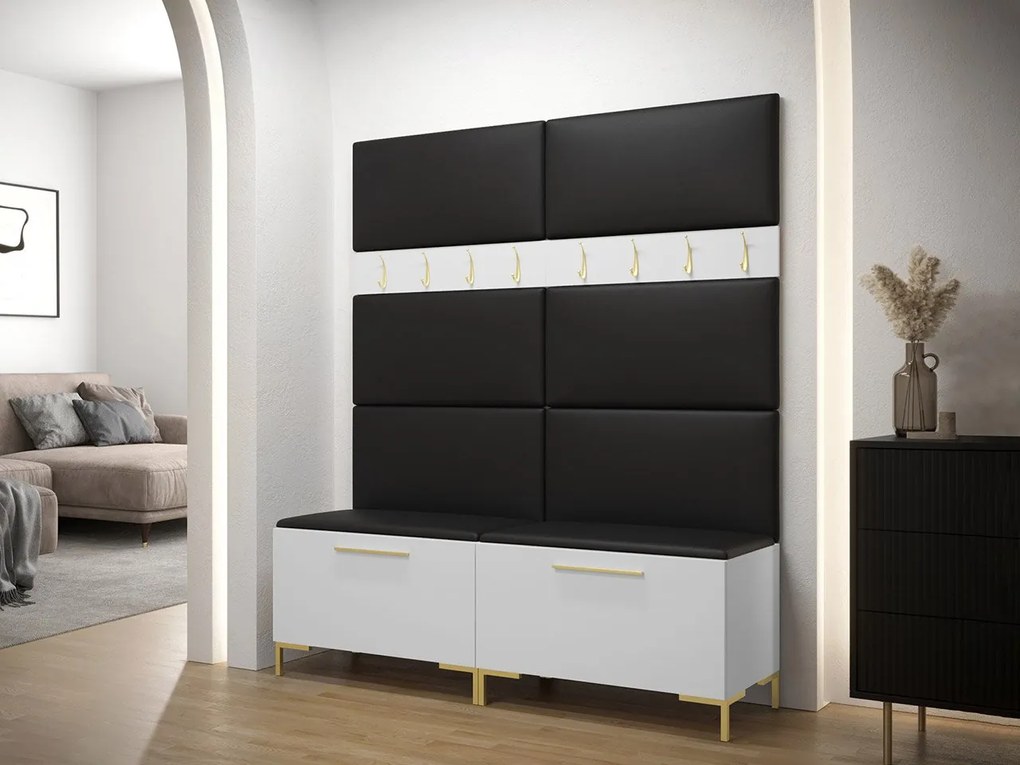Set mobilier hol Frisala II (Alb) (piele ecologică Soft 011 (Negru)). 1060428