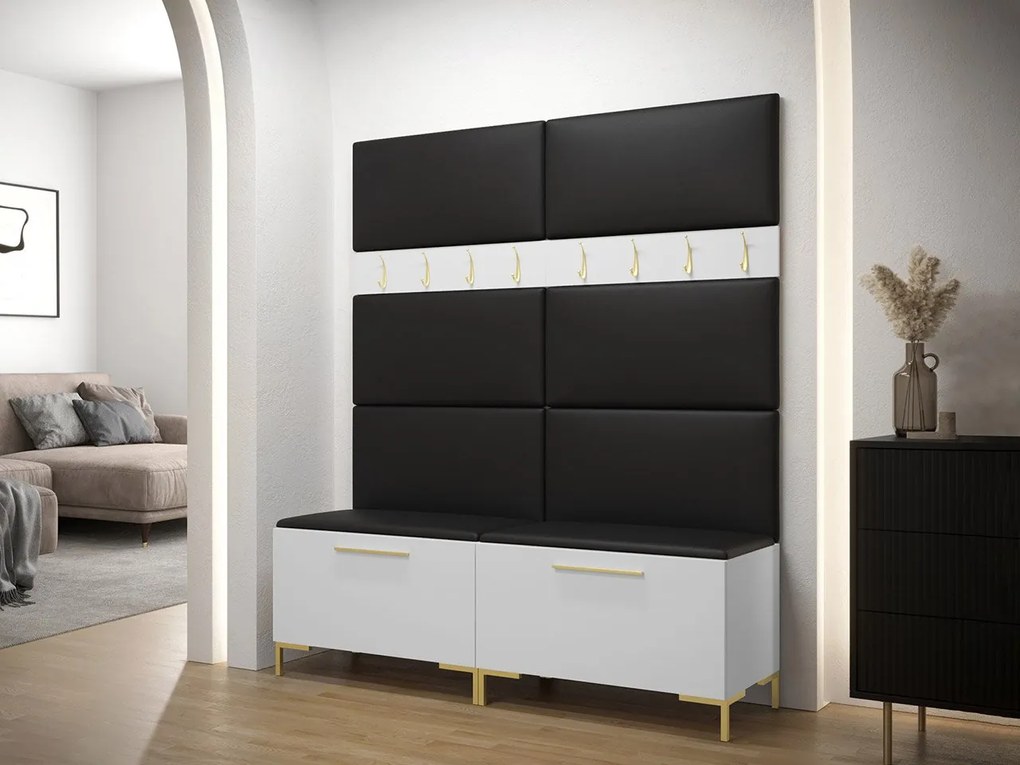 Set mobilier hol II (Alb) (piele ecologică Soft 011 (Negru)). 1060428