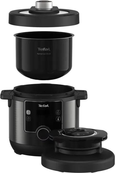 Multicooker Tefal Turbo Cuisine & Fry CY778830, 70 kPa, 1200W, 7.6 l, 15 programe, Acoperire neaderenta, Mentinere caldura, Control digital, Negru