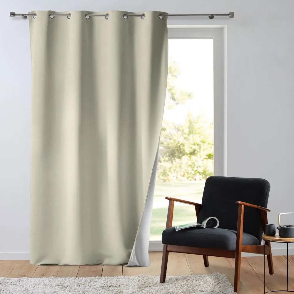 Draperie bej termoizolantă din microfibră 135x260 cm Micropolar – douceur d'intérieur