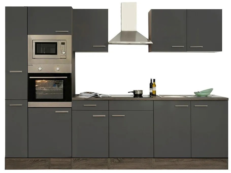 Mobilă de bucătărie Yorki 300, corp din stejar Yorki, cu față antracit satinat