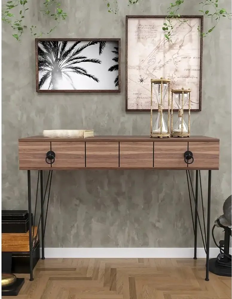 Consola hol Aida cu sertar culoare nuc si negru