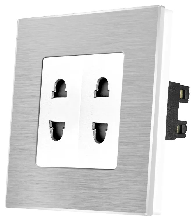 Priza Dubla cu Module Inguste cu Rama din Aluminiu LUXION