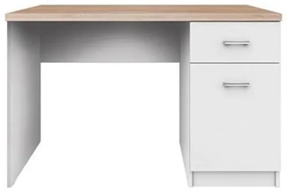 Birou calculator cu usa si sertar Topty SB, Corp alb, blat sonoma,120x77x55 cm.