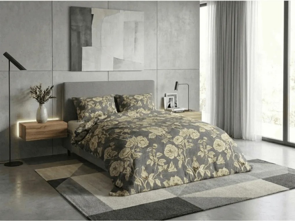Lenjerie de pat flanelata LUXFLOWER gri Dimensiune lenjerie de pat: 70 x 90 cm | 140 x 200 cm
