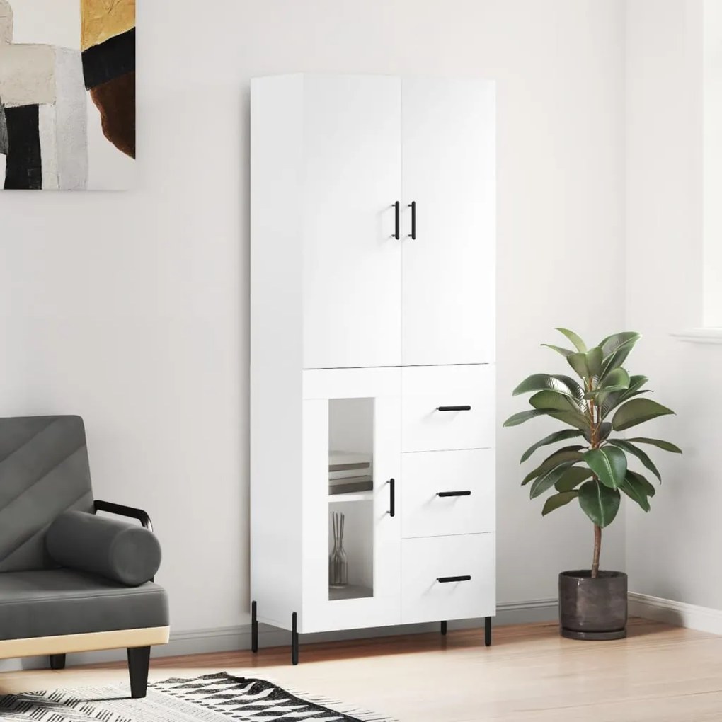 vidaXL Dulap înalt, alb, 69,5x34x180 cm, lemn compozit