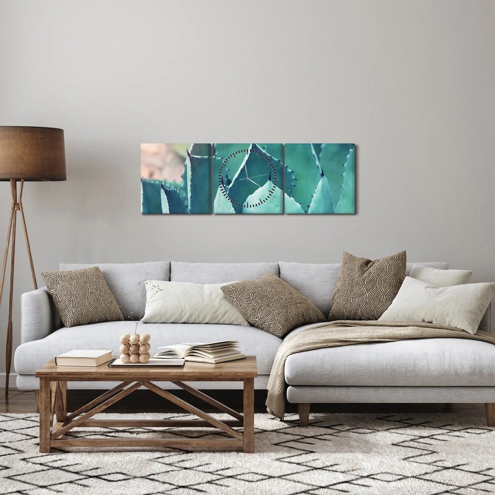 Tablou - Suculent (cu ceas) (90x30 cm)