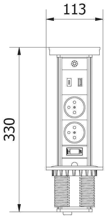 Priza incastrabila model CAMINO, 2 iesiri Schuko, 1xInductie 10W, 1xUSB-A, 1XUSB-C, finisaj negru