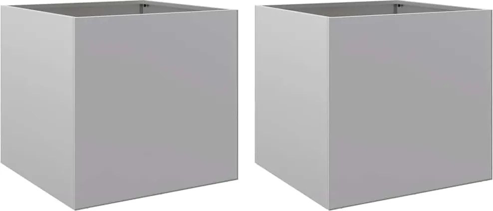 vidaXL Jardiniere, 2 buc., argintiu, 49x47x46 cm, oțel galvanizat