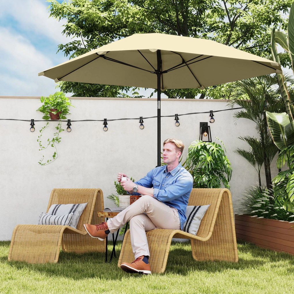 Outsunny Umbrelă de soare de 2,3 m fără bază, umbrelă de terasă reglabilă cu manivelă, poliester, aluminiu, fibră de sticlă, bej | Aosom Romania