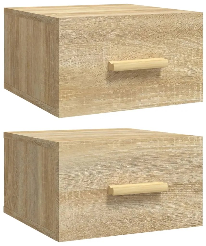 812841 vidaXL Noptiere de perete, 2 buc., stejar sonoma, 35x35x20 cm