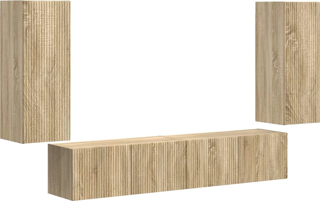 vidaXL Set Dulap pentru Televizor Montat pe Perete 4 pcs Stejar Sonoma