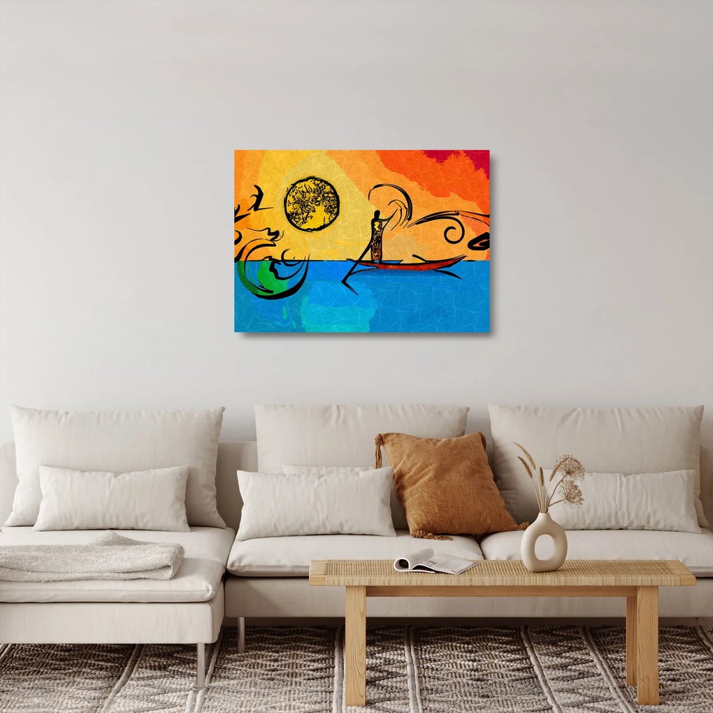 Tablou pe sticlă cu pictură străveche (70x50 cm)